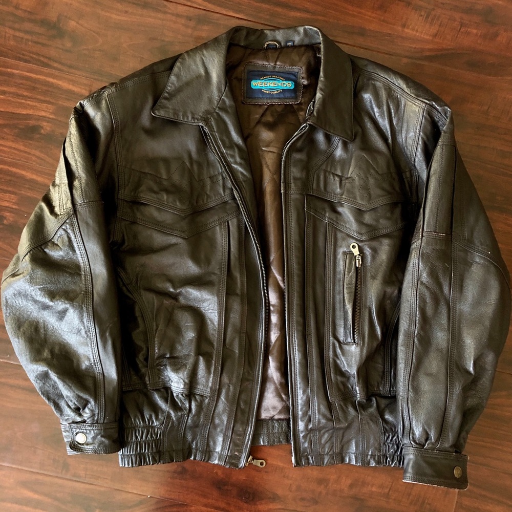 Men’s “Weekends” Brown Leather Jacket